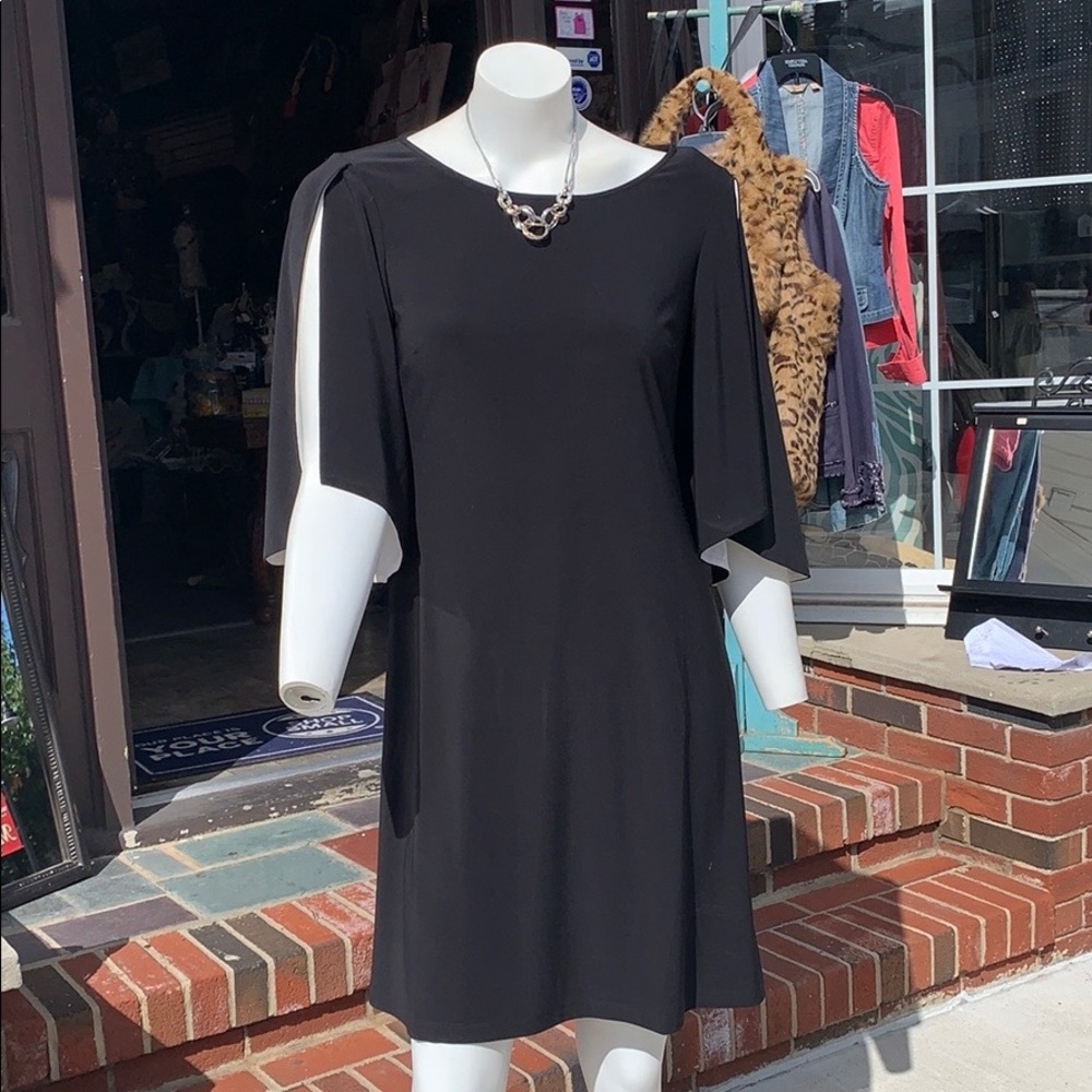 Black arm slit dress